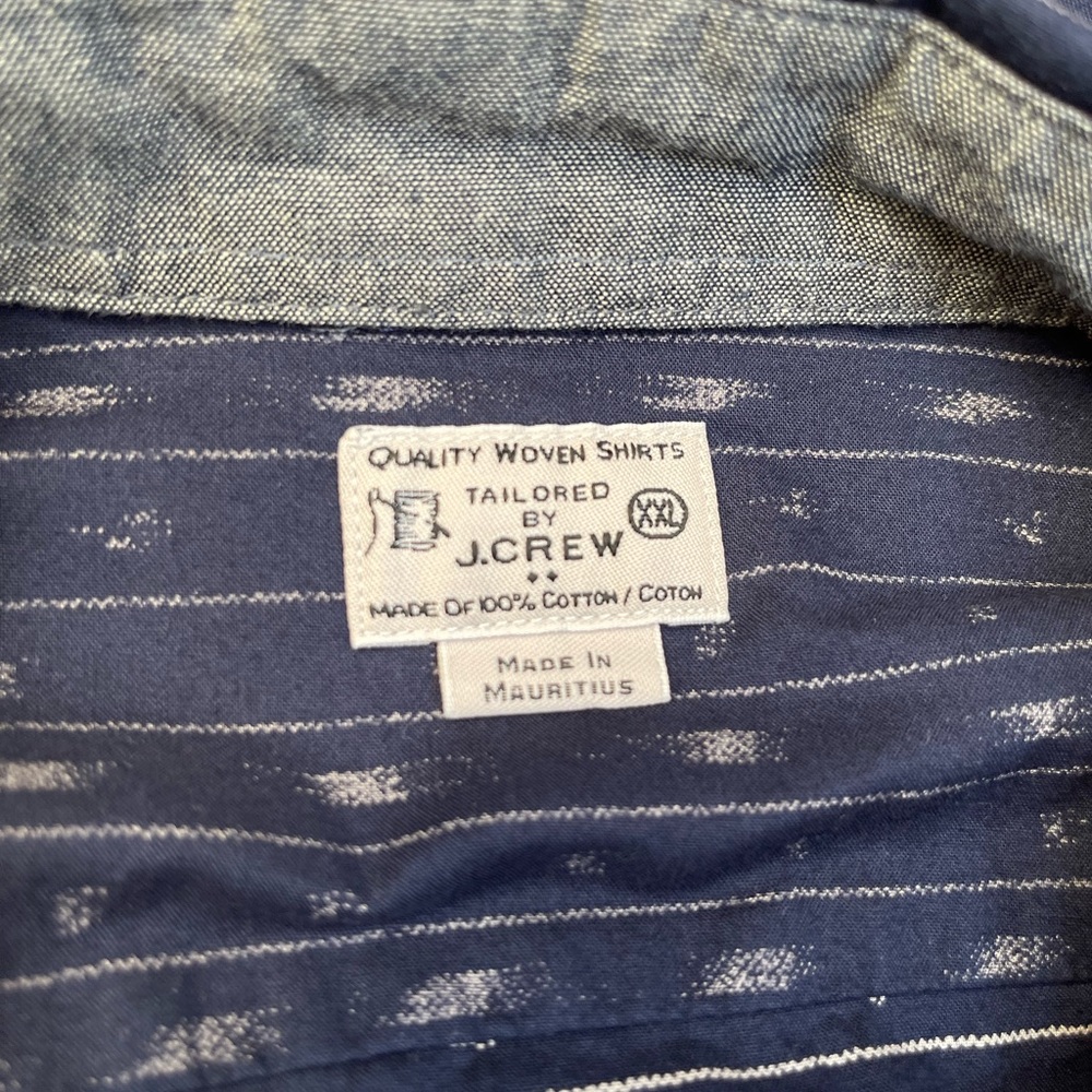 J. Crew Navy Gray Patterned Button Down 100% Cott… - image 4